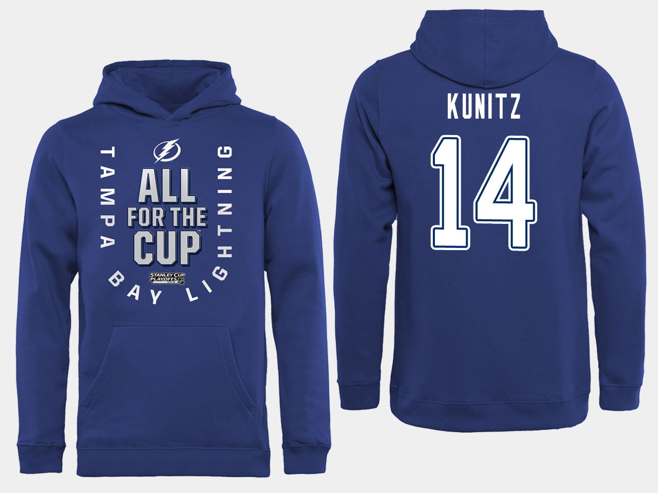 NHL Men adidas Tampa Bay Lightning #14 Kunitz blue All for the Cup Hoodie